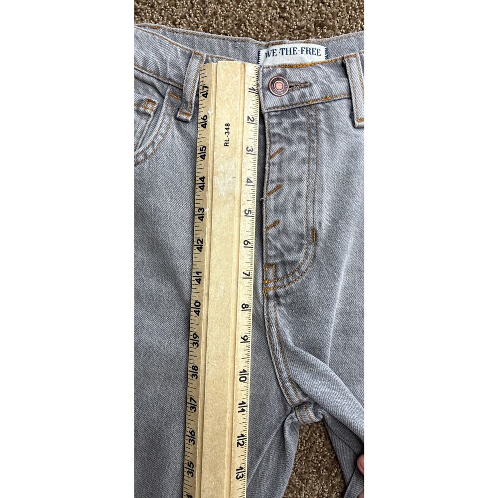 Free People Lucky You Mid Rise Barrel Jeans Gray Curved Leg Denim 30" - Picture 5 of 6